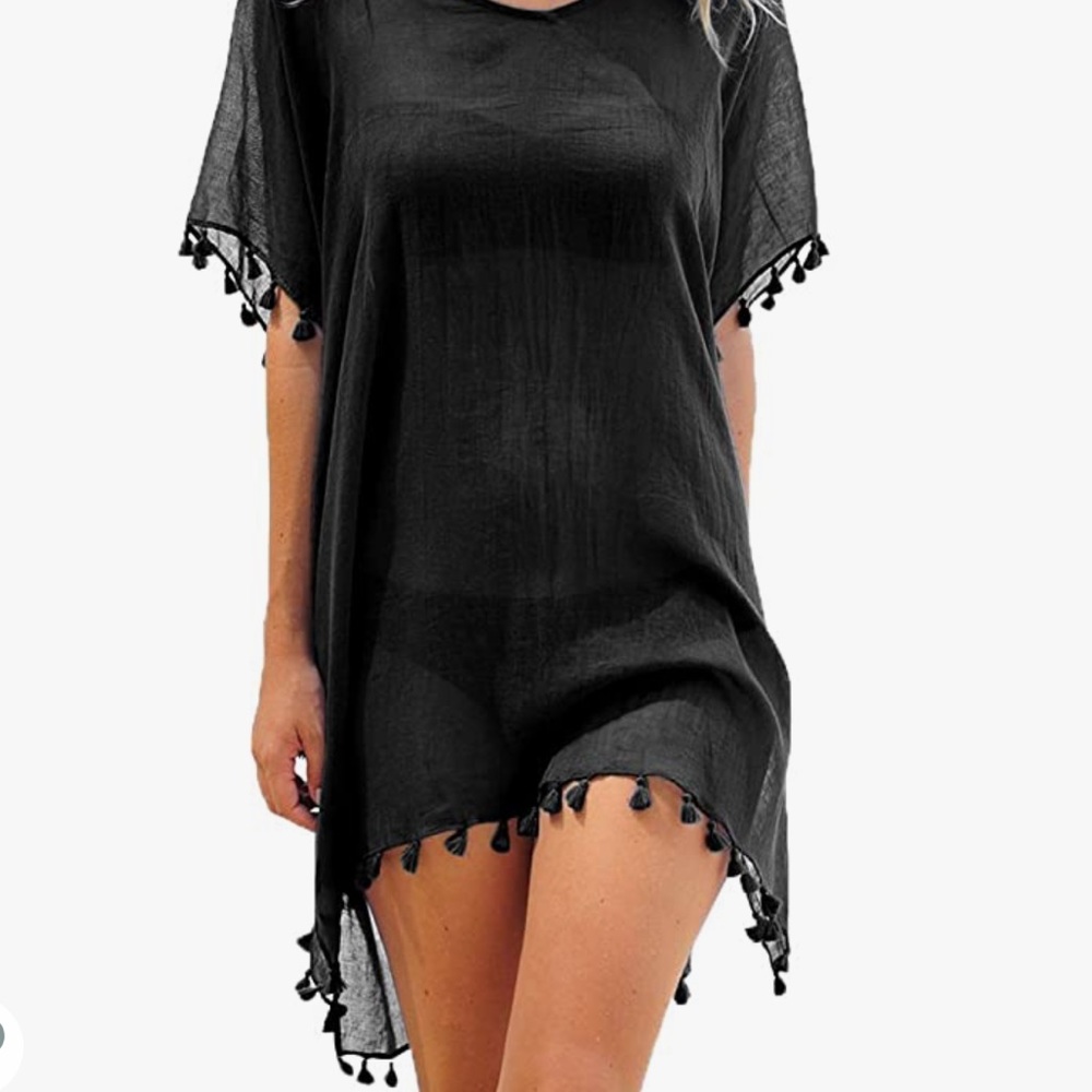 Swimsuit Cover Up: Black - Size Large